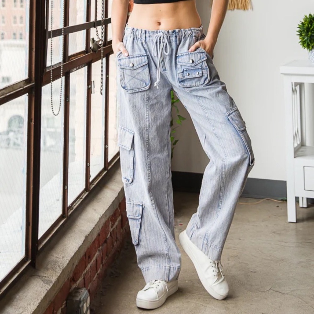 Oil & Hali LCasual Gray Cargo Pants for Women M